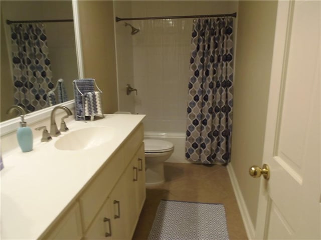 425 Seco Dr, Portland, TX 78374 - bathroom with vanity, tile patterned flooring, and shower / bath combo with shower curtain