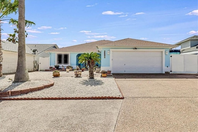 14877 Cobo De Bara, Corpus Christi, TX 78418 - single story home featuring stucco siding, driveway, a garage, and a gate