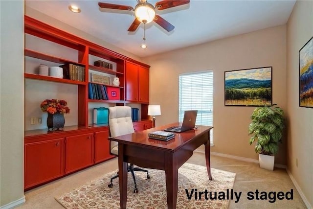5617 Grand Lake Cir, Robstown, TX 78380 - home office with light colored carpet and ceiling fan