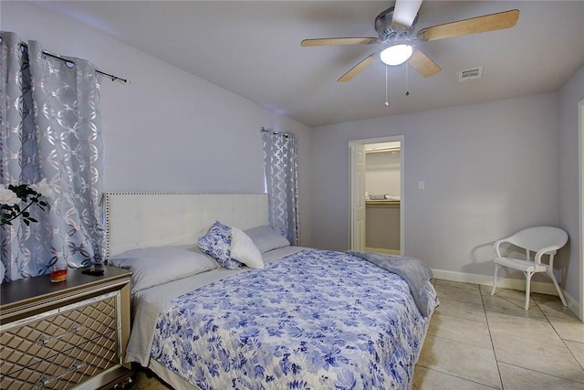 5434 Alejandro St, Corpus Christi, TX 78415 - bedroom with light tile patterned floors and a ceiling fan