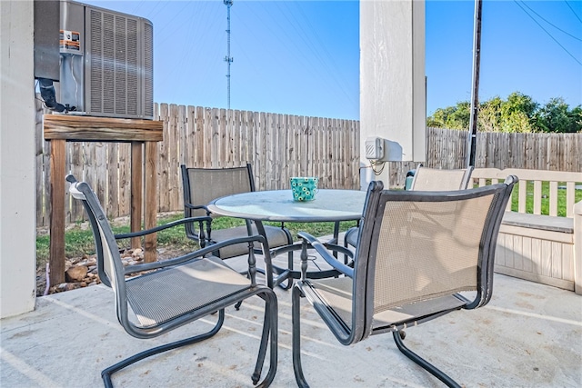 view of patio / terrace with central AC unit