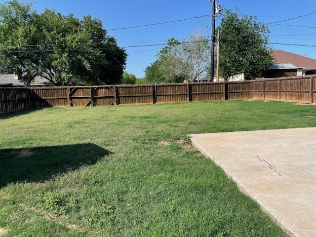 view of yard with a patio area