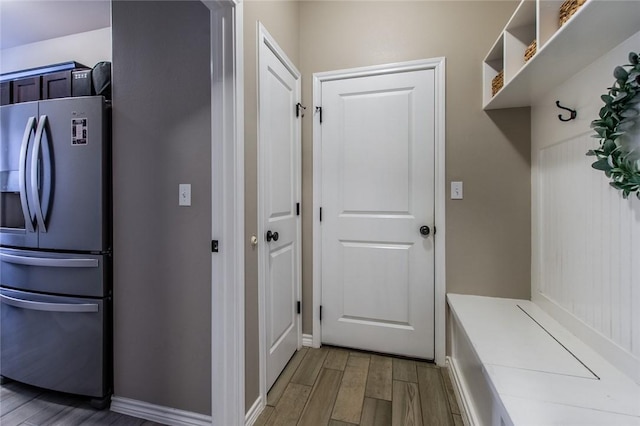 mudroom with hardwood / wood-style floors