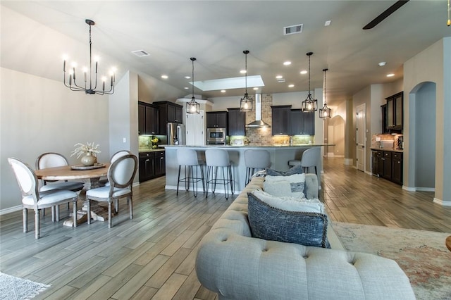 interior space featuring an inviting chandelier