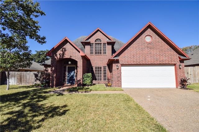 view of front of house featuring a garage and a front yard