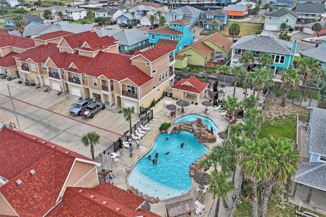 aerial view with a residential view