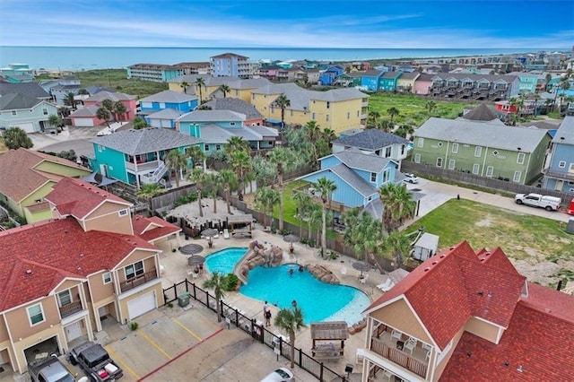 aerial view featuring a residential view