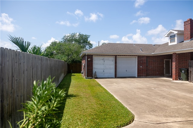 exterior space with a garage