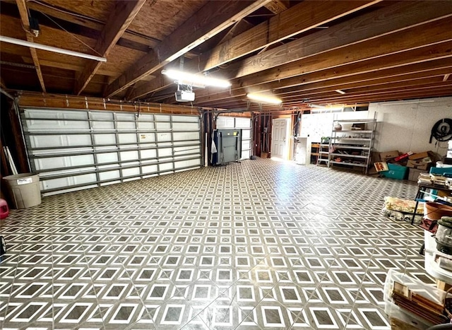 garage with a garage door opener