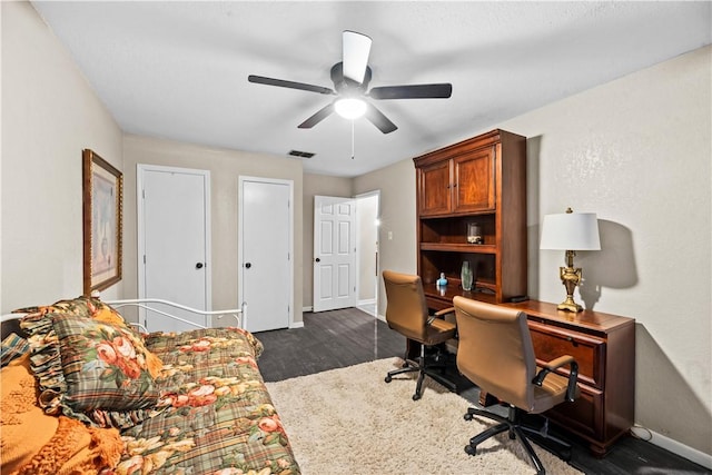 5213 Inverness Dr, Corpus Christi, TX 78413 - office featuring dark wood-type flooring and ceiling fan