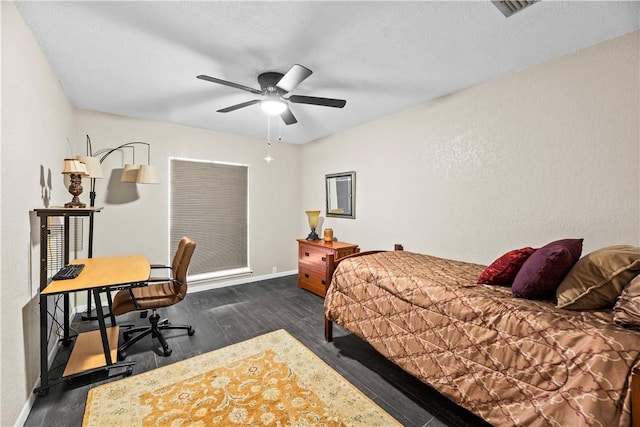 5213 Inverness Dr, Corpus Christi, TX 78413 - bedroom featuring dark wood-type flooring, an office area, and ceiling fan