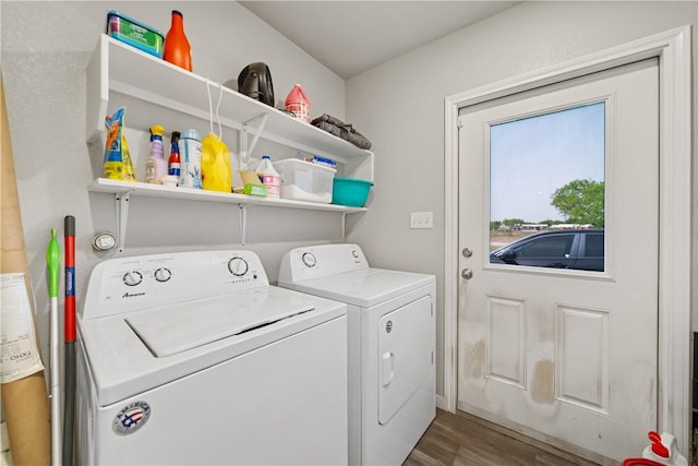 702 W 1st St, Bishop, TX 78343 - laundry room with separate washer and dryer, laundry area, and wood finished floors
