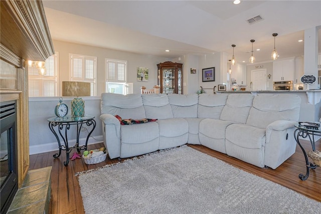 living room featuring hardwood / wood-style floors