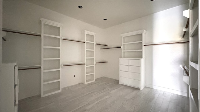 walk in closet with hardwood / wood-style flooring