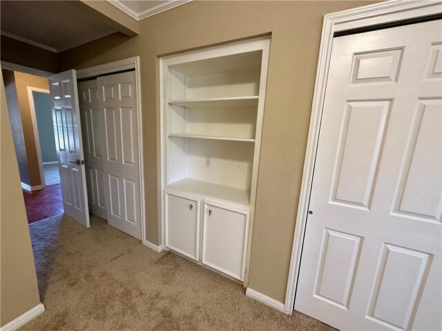 6313 Ramsgate Cir, Corpus Christi, TX 78414 - corridor with light carpet, ornamental molding, and baseboards