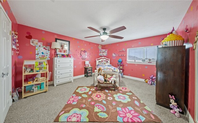 5413 King Trl, Corpus Christi, TX 78414 - carpeted bedroom with baseboards and a ceiling fan