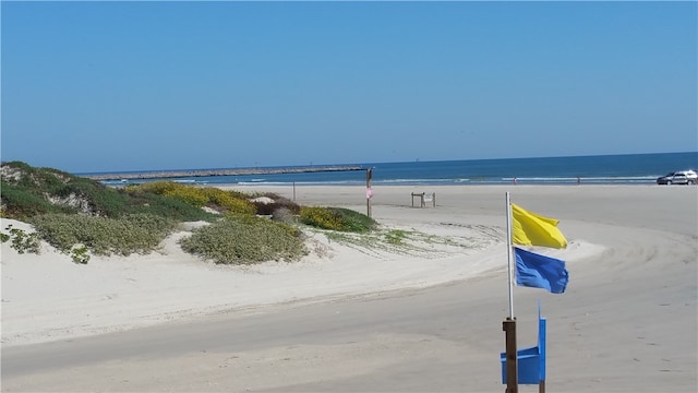 property view of water with a beach view