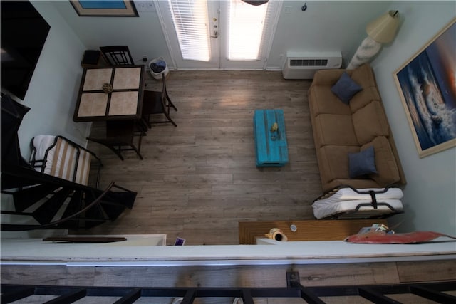 living room featuring hardwood / wood-style floors and french doors