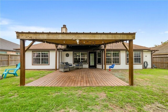 4230 Rapids Dr, Corpus Christi, TX 78410 - back of house featuring an outdoor living space, stucco siding, and a chimney