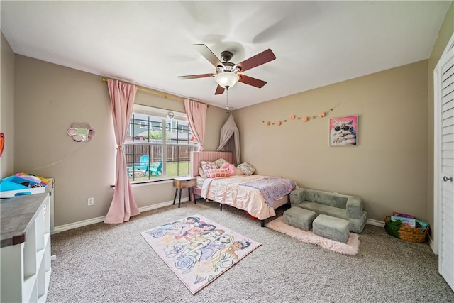 4230 Rapids Dr, Corpus Christi, TX 78410 - bedroom featuring carpet floors, baseboards, and ceiling fan