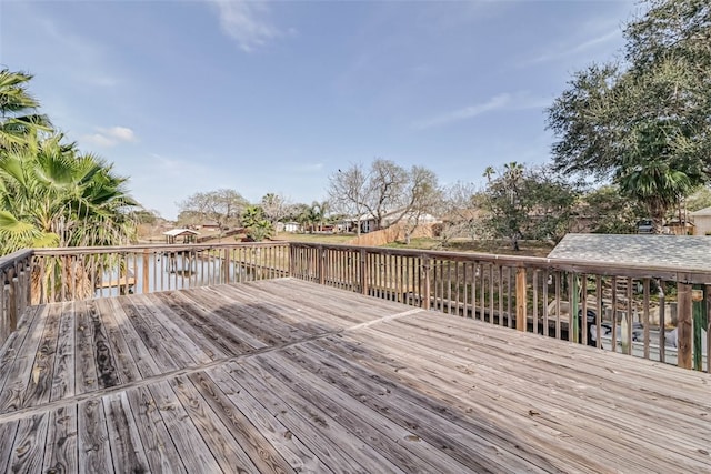 deck with a water view