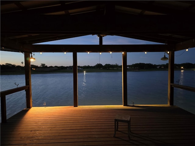 view of dock featuring a water view