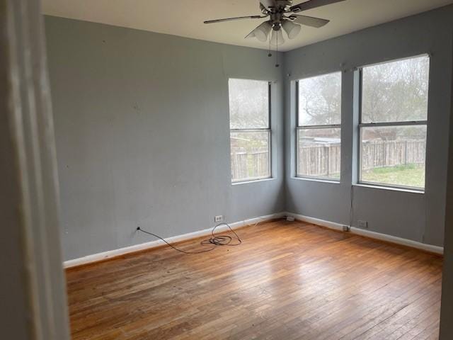 spare room featuring hardwood / wood-style floors and ceiling fan