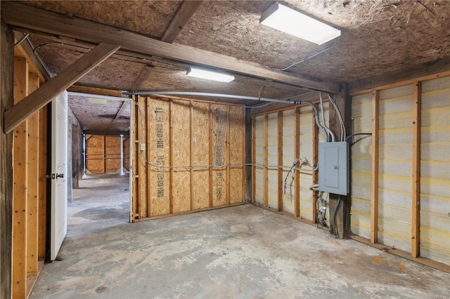 basement with electric panel