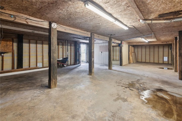 view of unfinished basement