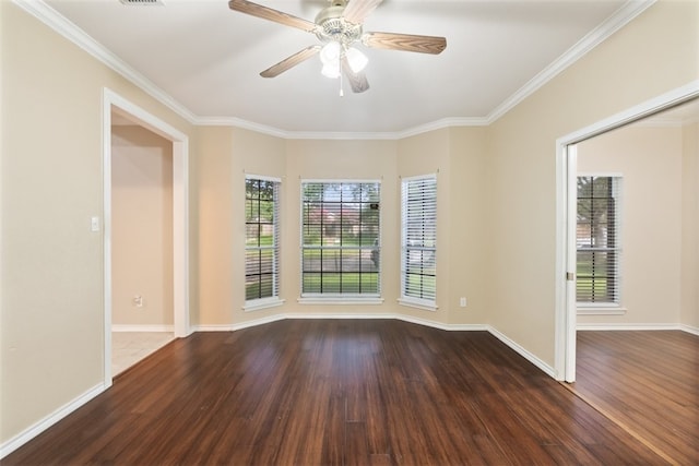 7030 Chiswick Dr, Corpus Christi, TX 78413 - spare room with wood finished floors, crown molding, and a ceiling fan
