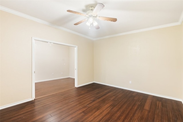 7030 Chiswick Dr, Corpus Christi, TX 78413 - unfurnished room with dark wood finished floors, crown molding, and a ceiling fan