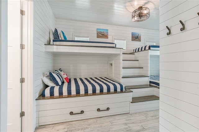 bedroom with light wood finished floors