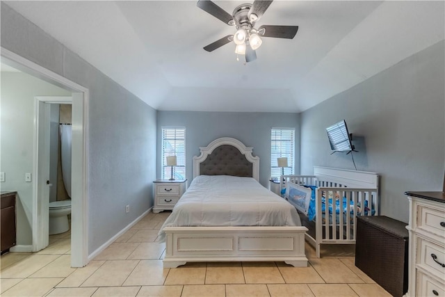 5929 Choctaw Dr, Corpus Christi, TX 78415 - bedroom with multiple windows, light tile patterned floors, and ceiling fan