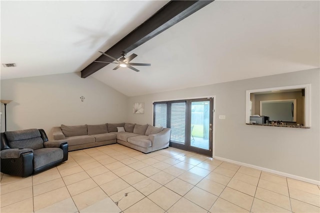 5929 Choctaw Dr, Corpus Christi, TX 78415 - unfurnished living room featuring light tile patterned floors, a ceiling fan, and baseboards