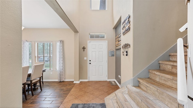 foyer entrance with hardwood / wood-style flooring