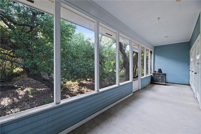 view of unfurnished sunroom