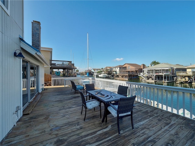 deck with a water view