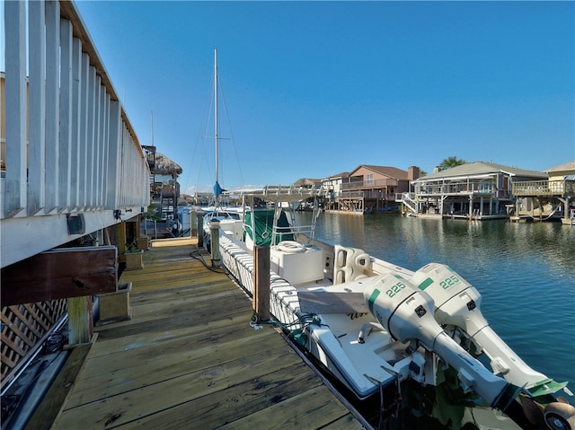 view of dock featuring a water view