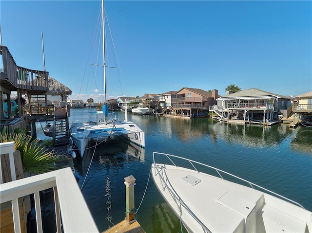 dock area featuring a water view