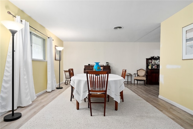 dining space featuring wood-type flooring