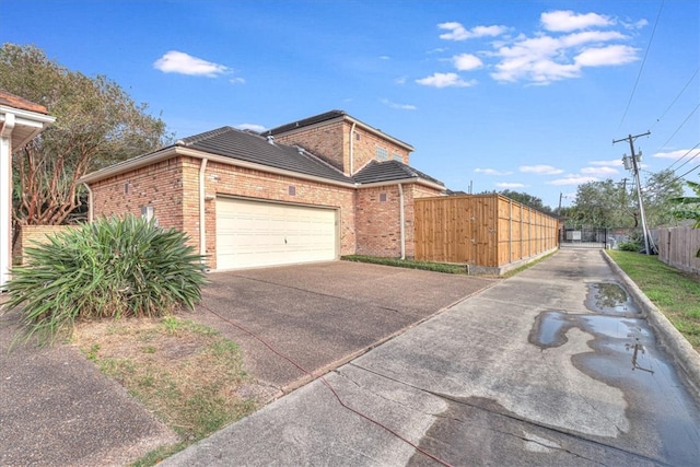 exterior space featuring a garage