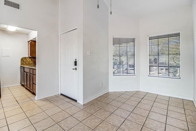 interior space featuring light tile patterned flooring