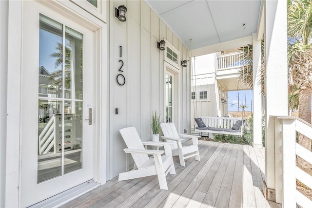 wooden deck with covered porch