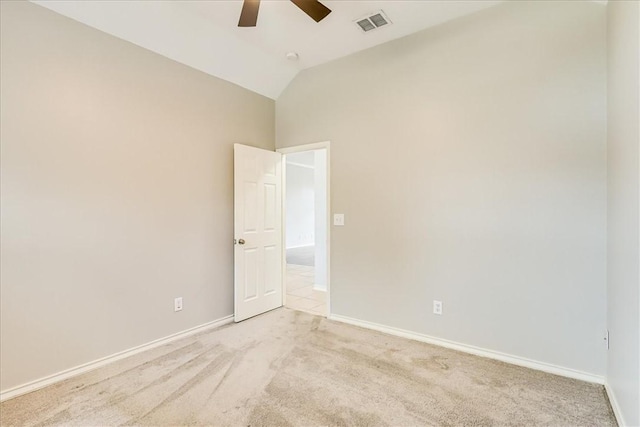 7206 Spanish Wood Dr, Corpus Christi, TX 78414 - unfurnished room featuring baseboards, visible vents, light colored carpet, and ceiling fan
