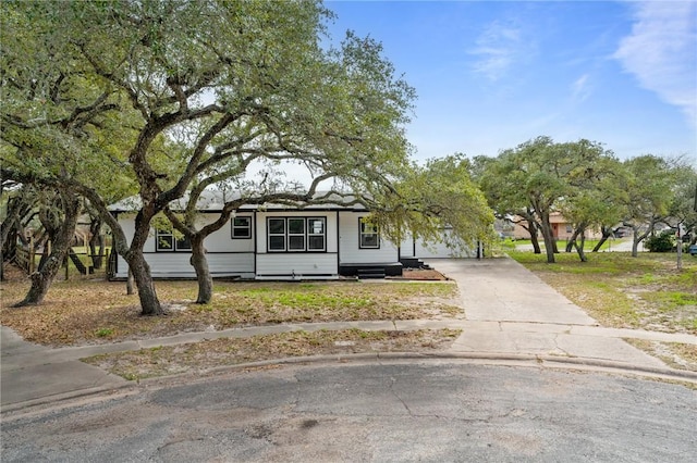 view of front facade featuring concrete driveway