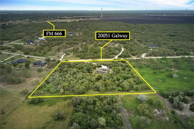 aerial view featuring a rural view