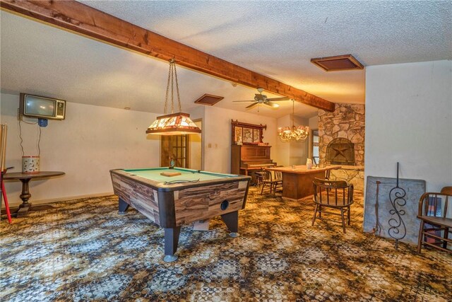 5490 County Road 73, Robstown, TX 78380 - recreation room with beam ceiling, a textured ceiling, and pool table