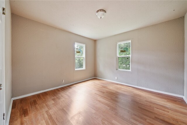 spare room with light hardwood / wood-style floors