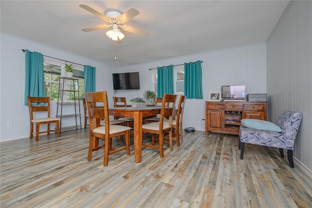 19 Estates Dr, Rockport, TX 78382 - dining space with light wood-style flooring, ceiling fan, and baseboards