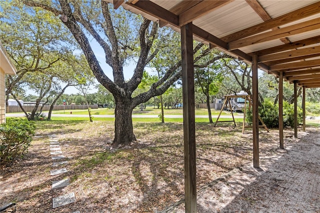 view of yard featuring a playground